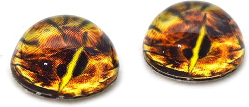 Miniatura 2 de Juego de 2 esculturas de dragón fractal amarillo de media esfera, ojos de cristal, fantasía, taxidermia, arte de muñecas, escultura o joyería