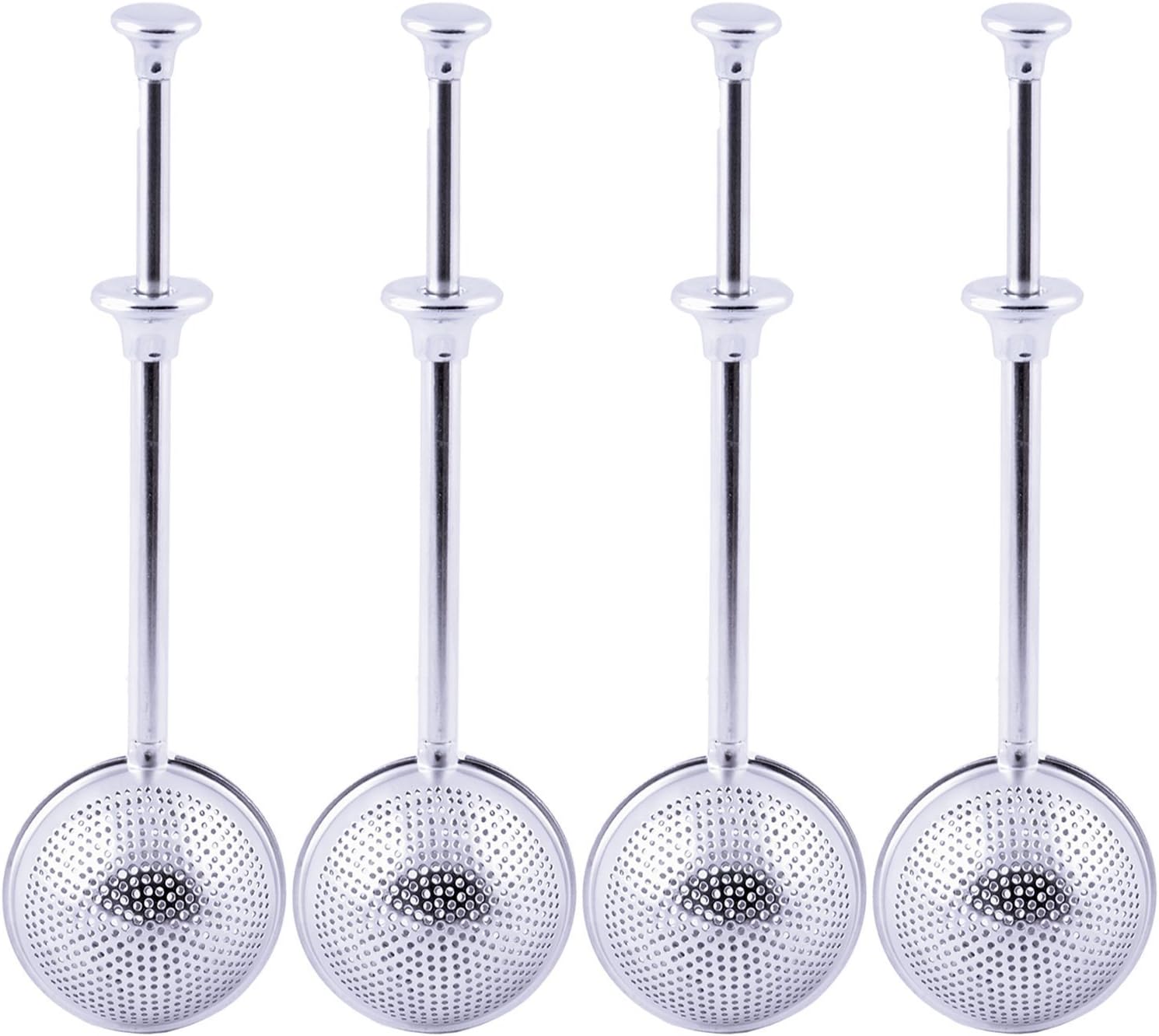 The Friendly Swede Stainless Steel Long Push-Open Handle Tea Infuser, Set of 4