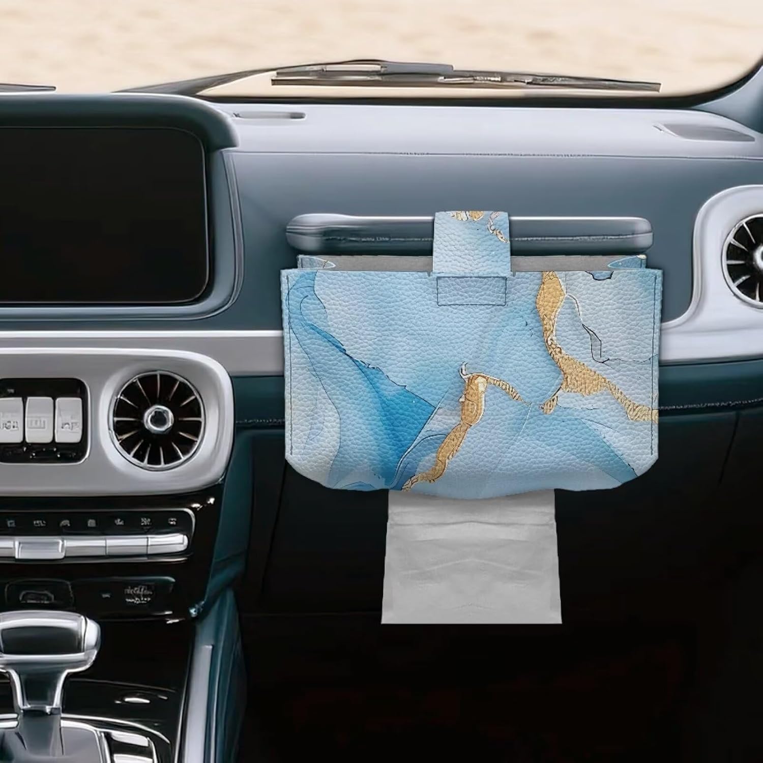 Doojoayie Marble Print Tissue Box Cover Rectangle Leather Tissue Box Holder Waterproof Facial Paper Organizer Mordern Home Decor Accessories for Bedroom Living Room image 3