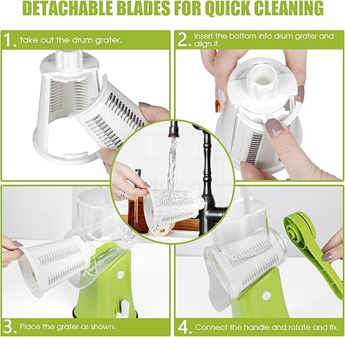 Miniatura 9 de MASTERTOP Cortadora de mandolina para cocina y rallador de queso giratorio