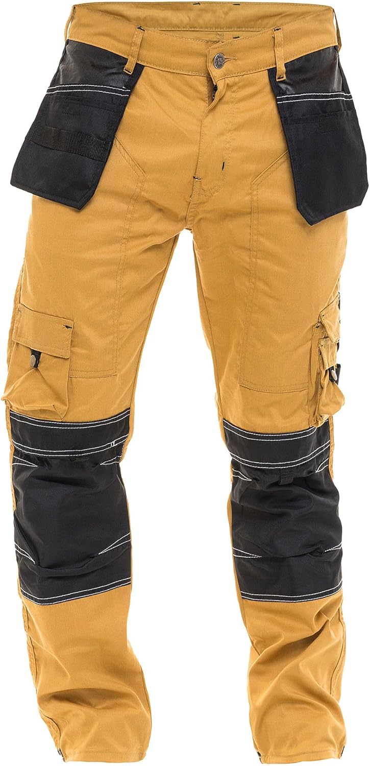 Men’s Heavy Duty Carpenter Work Pants with Reinforced Knees, Utility Cargo Tool Pockets, Tactical Work Pants for Construction