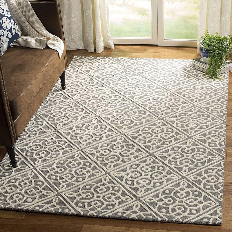 Image of Hand Tufted Modern Design Exported Collection High Low Pattern Wool Carpet for Living Room, Bedroom & Hall (Grey T, 10 x 14 Feet)