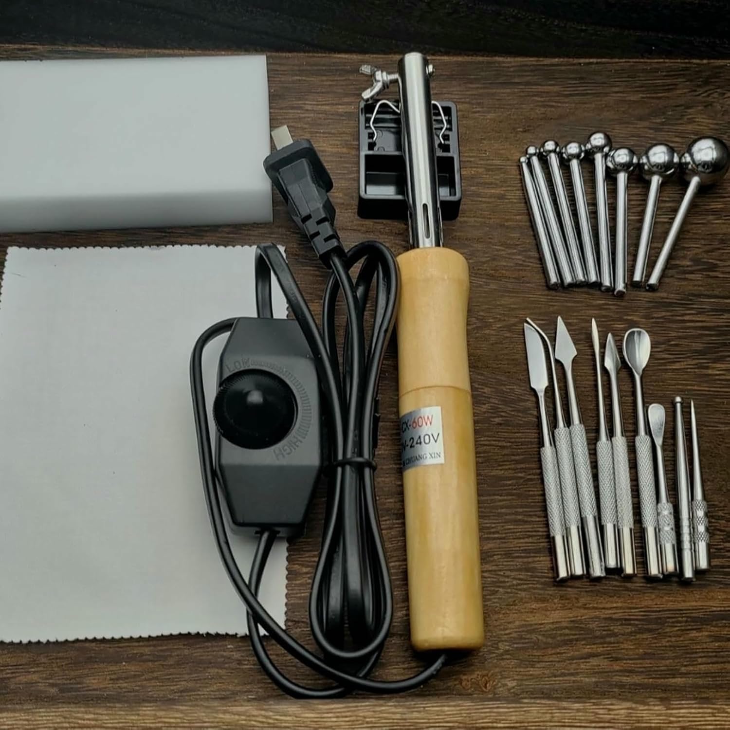 DIY Floral Leaf Ironing Tool, Cloth Fabric Flower Fake Flower Making Set, Adjustable Temperature Artificial Flower Ironing Machine, 17 Ironing Heads