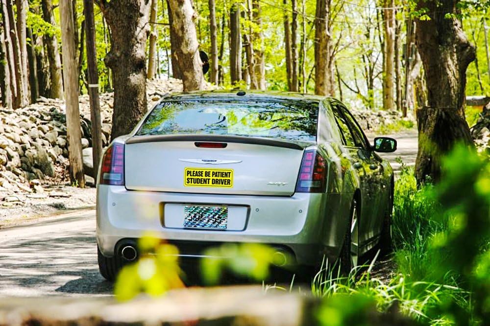 Zone Tech Effective Bumper Decal “Please Be Patient Student Driver” Car Magnet Black Block Lettering on Neon Yellow Background 3.5” X 9”- 1 Pack