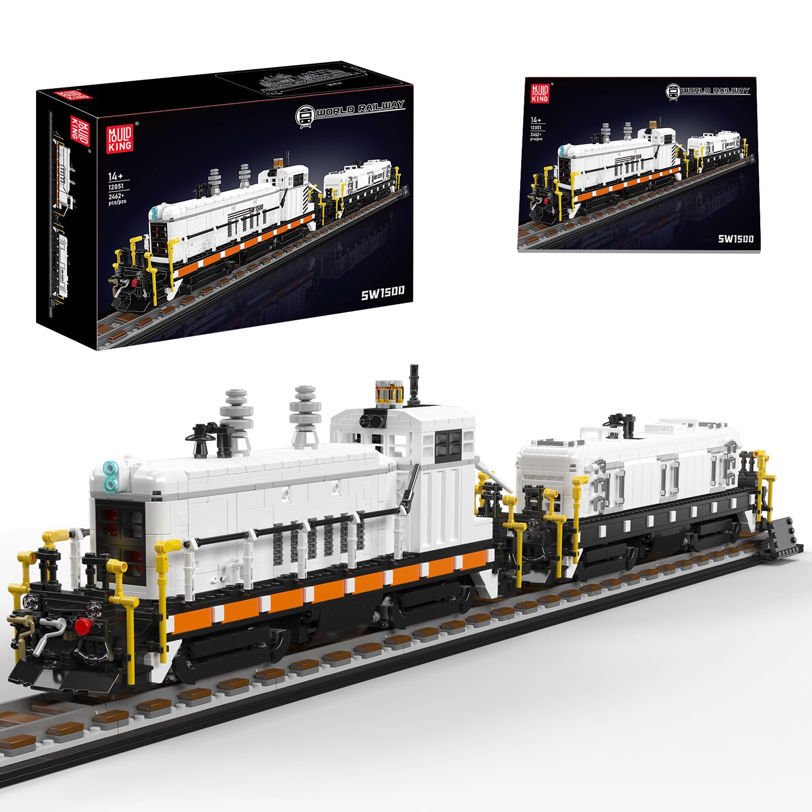 Mould King 12051 Technik Zug Bausteine Modell, 2462 Teile Statische Version Zug Blockmodell, Train Eisenbahn Kit als Spielzeug und Geschenk (14 Jahre und älter)