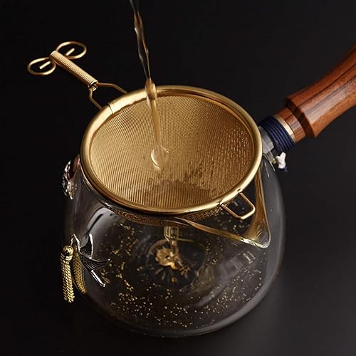 Miniatura 3 de Colador de té de acero inoxidable 1810 (cobre, mango corto), filtros de drenaje de té para juego de té Kung Fu, mini tamiz de harina, coladores de