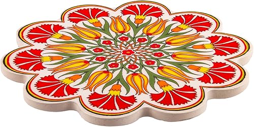 Miniatura 7 de Salvamanteles de mesa Tulipanes en salvamanteles de cerámica grande de 7" (18 cm) para platos calientes que sirven salvamanteles