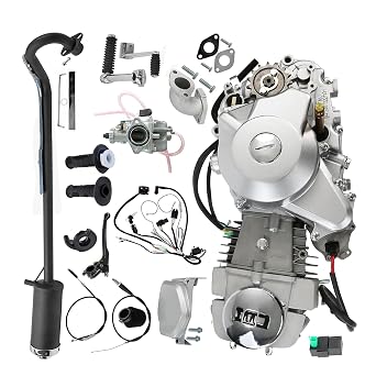 Complete 140CC Racing Engine 4 Stroke Motor Kit with Carburetor CDI Wiring Harness Clutch Lever & Exhaust Pipe for Dirt Pit Bike XR50 CRF50 XR CRF 50 70 CT70 ATC70 CT110 Motorcycle Engine Replacement