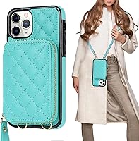 Vista 11 de Bocasal Funda tipo cartera cruzada para iPhone 11 Pro, de piel sintética con bloqueo RFID, con cremallera, funda tipo cartera con función atril