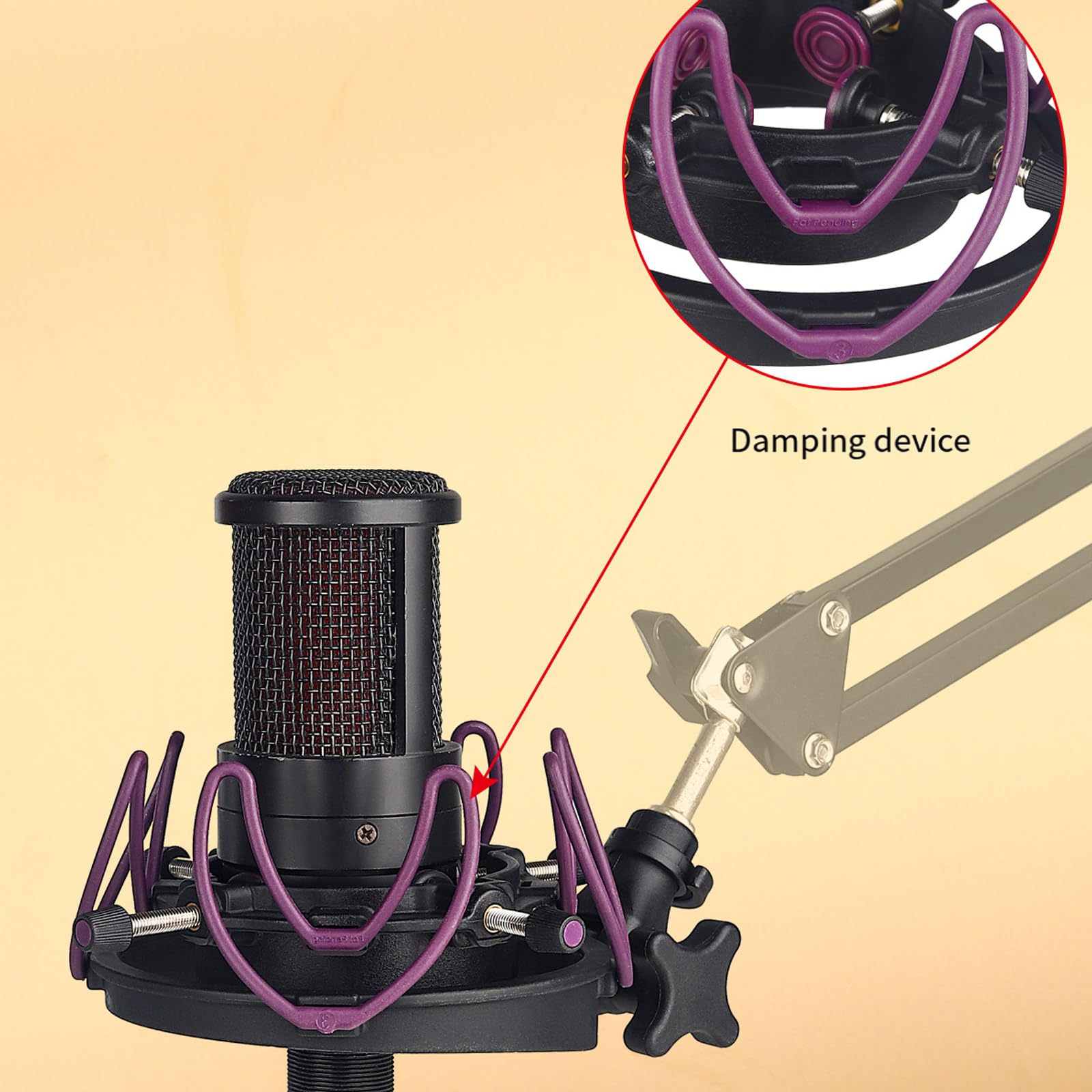 Supporto antiurto per microfoni da 0,7-2,4 pollici, design antivibrazione, angoli regolabili a 180°, per microfono 2035 103 U87 / PCK200 compatibile con shock mount