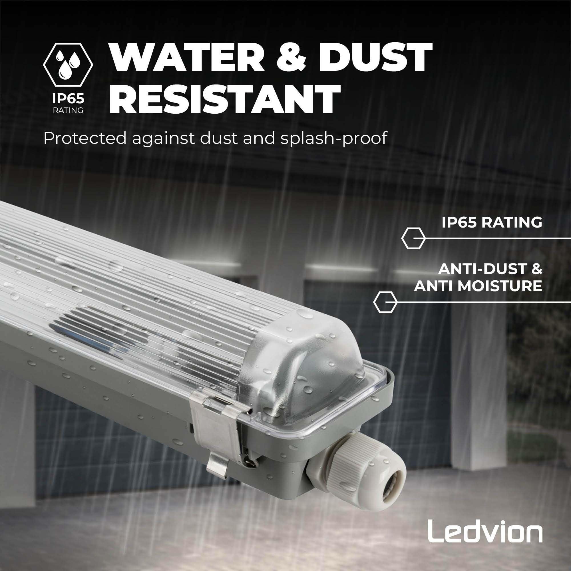 Ledvion - Boîtier de Reglette, 150cm, IP65, Sans tube LED, éclairage de garage, entrepôt, d'atelier, lampe de cave