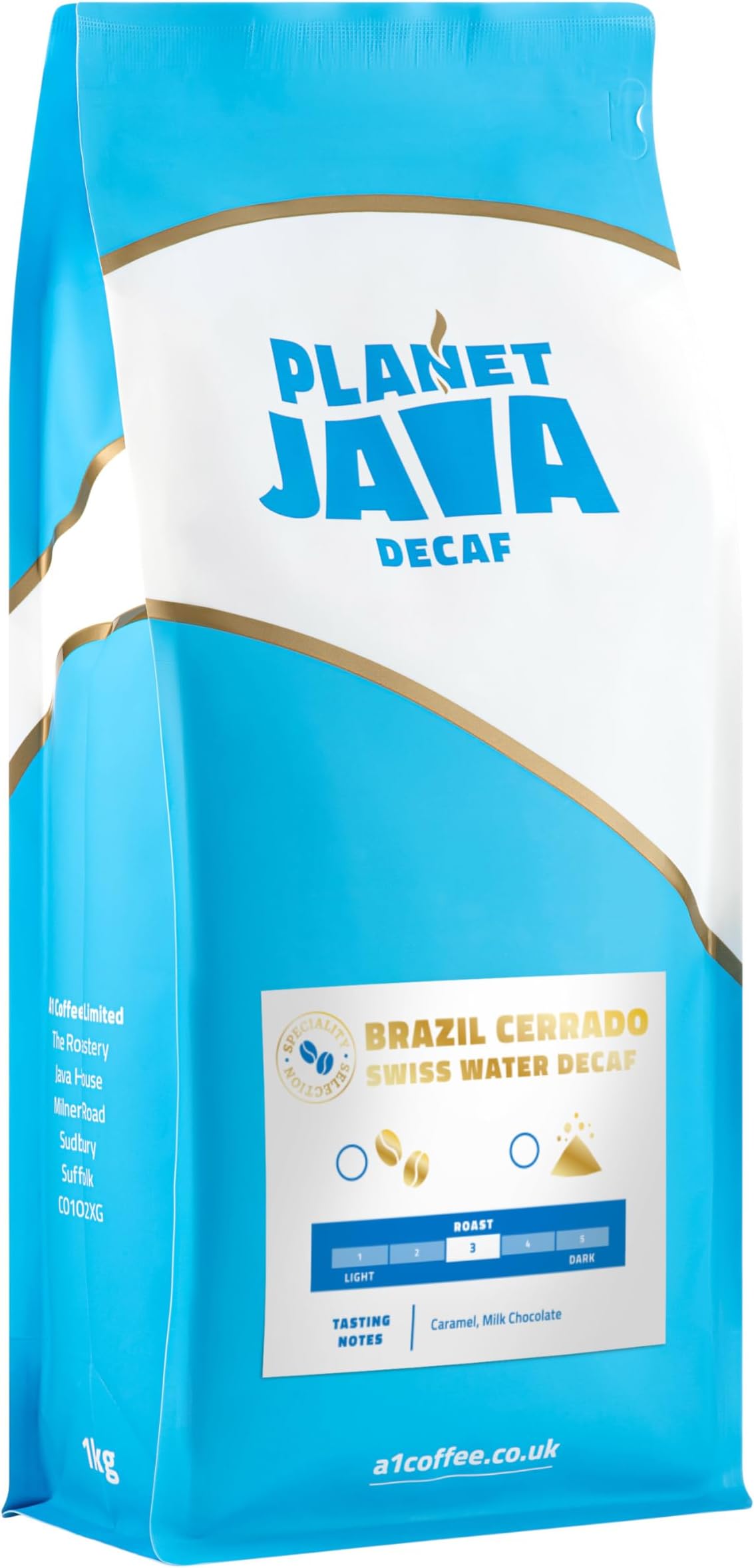 Brazilian Cerrado 2 Swiss Water Decaf Coffee Beans (1 x 1kg) - 100% Arabica Hand Roasted - Medium Roast