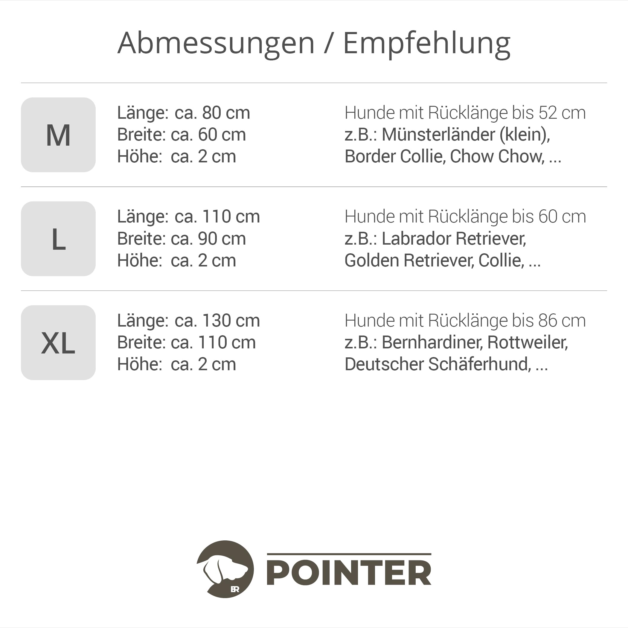 Pointer | Hundedecke 130 x 110 cm, Gepolstert & Strapazierfähig - Hundematte Waschbar bis 95°C, Liegedecke für Boden oder Sofaschutz - Outdoor geeignet (XL - 130x110 cm, Grau)