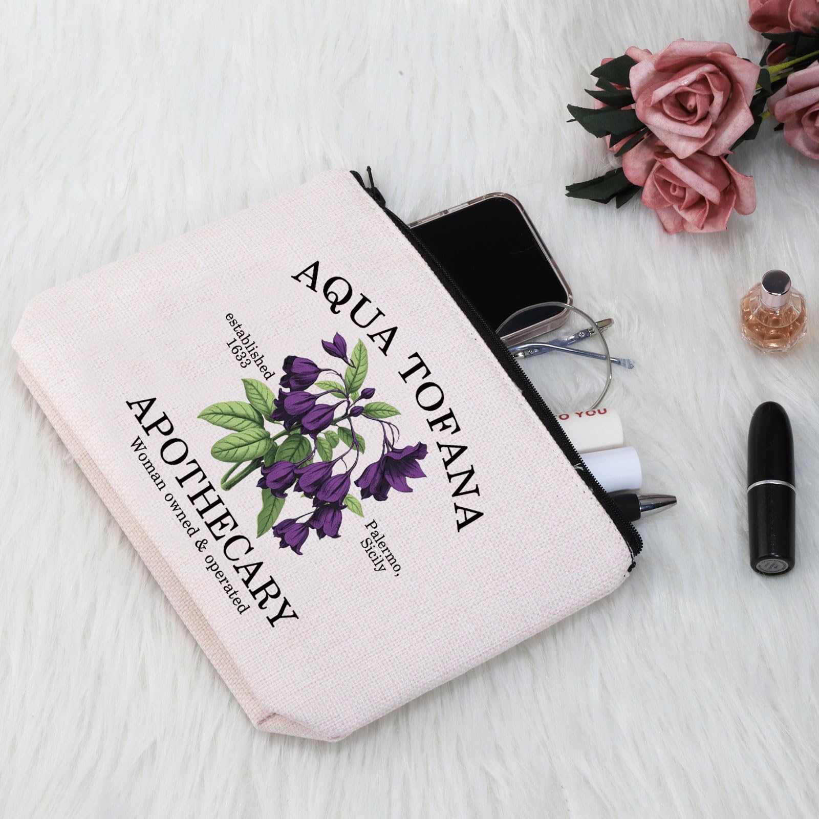 PYOUL Feminist Gift Aqua Tofana Apothecary Makeup Bag Reproductive Rights Cosmetic Bag Empower Women Gift (Aqua Tofana Bag) - Image 4