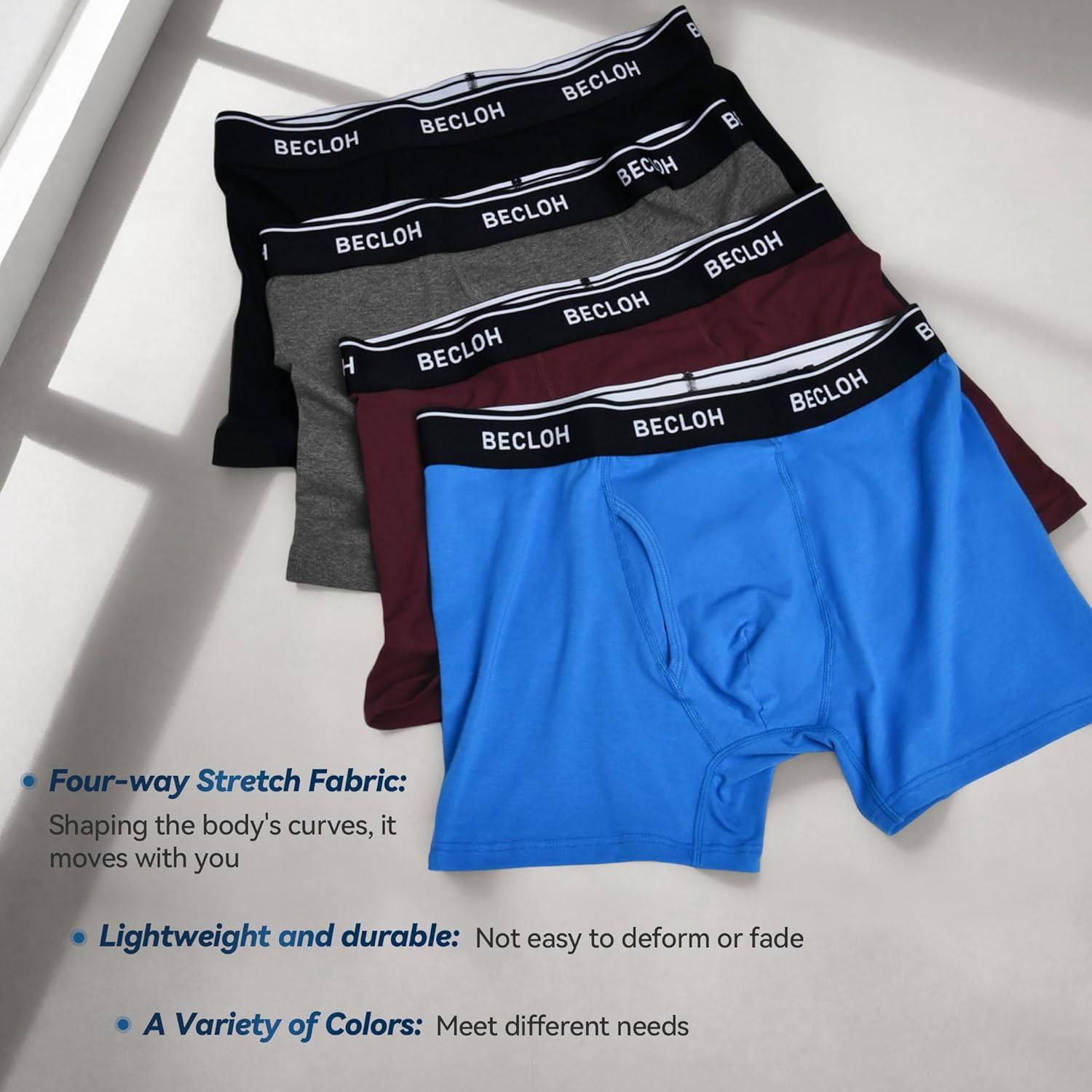 Men's Cotton Boxer Briefs 6 Pack Stretchy Soft Fitted Cotton Mens Trunks Underwear Multipack Breathable - Image 5