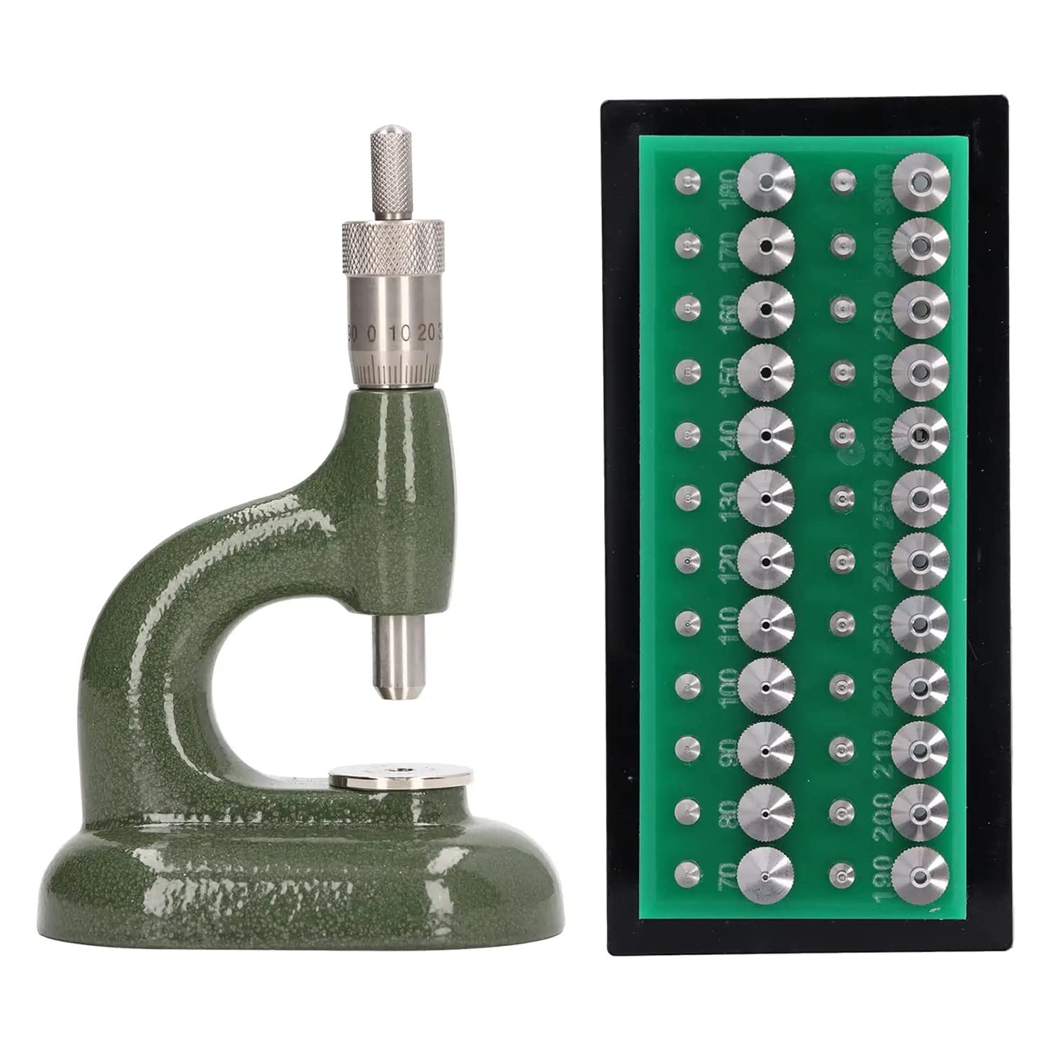 Herramienta de ReparacióN de Relojes, Conjunto de Prensa de Reloj, Carcasa Trasera Reloj, Herramienta de JoyeríA de, AleacióN de Aluminio Verde con 48 Uds. De Troqueles