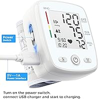 Vista 3 de Monitor de presión arterial ajustable para muñeca de presión arterial doble usuario x 99 lecturas monitor digital BP máquina recargable BP