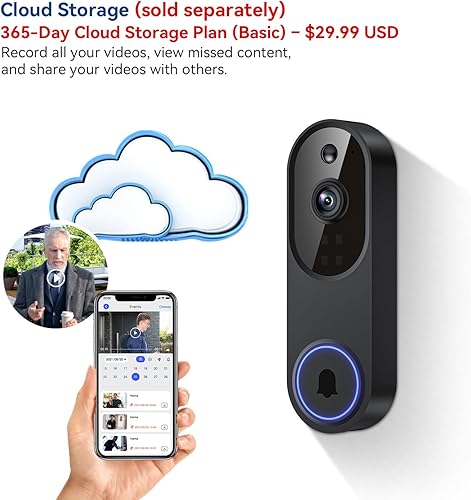 Miniatura 2 de Cámara de timbre de video inalámbrico, solo WiFi de 2.4G, vigilancia interiorexterior, detección humana inteligente con inteligencia artificial,