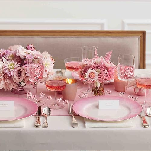 Miniatura 4 de HappyFiller - 15 onzas de rocas de hielo rosas falsas de 170 unidades, cubos de cristal de imitación acrílicos, gemas para jarrones de vidrio,