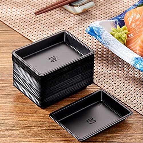 Miniatura 9 de MGGi Paquete de 100 platos rectangulares para salsa, mini platos desechables de postre de inmersión, platos de salsa, platos de salsa de soja,