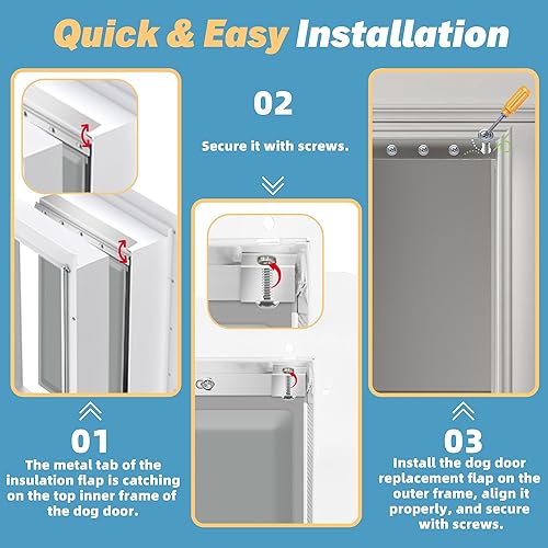 Miniatura 6 de 3 solapas extra grandes para puerta de perro con tornillos, solapas de repuesto para condiciones climáticas extremas Compatible con puertas de
