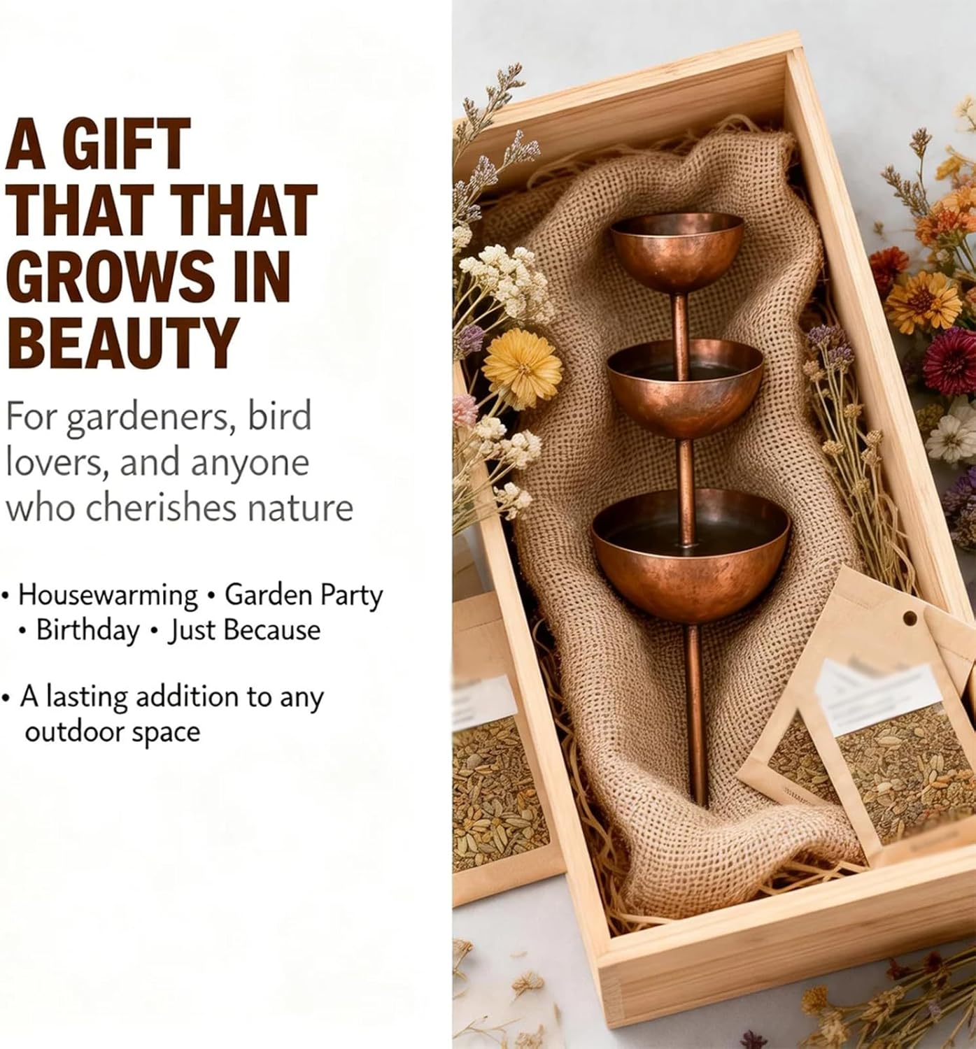 Rain Catcher - Plant Support Metal Garden Ornament, Rust Patina Metal Rain Catcher Garden Stake with Water Bowl, Gardens Rains Catchers Bird Bath with 3-Tiered Water Bowls, Yard Decor (2 PCS)