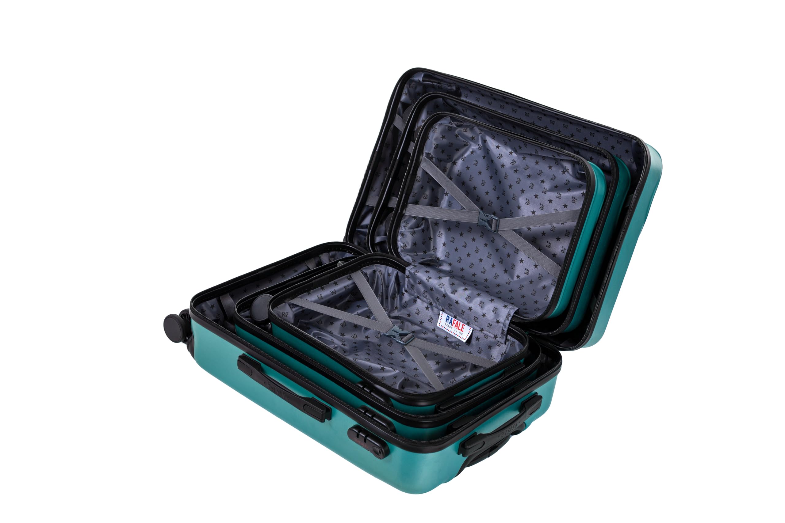 Set de 3 Valises Rigides GPS avec 8 Roues et Cadenas Intégré - Vert d'eau