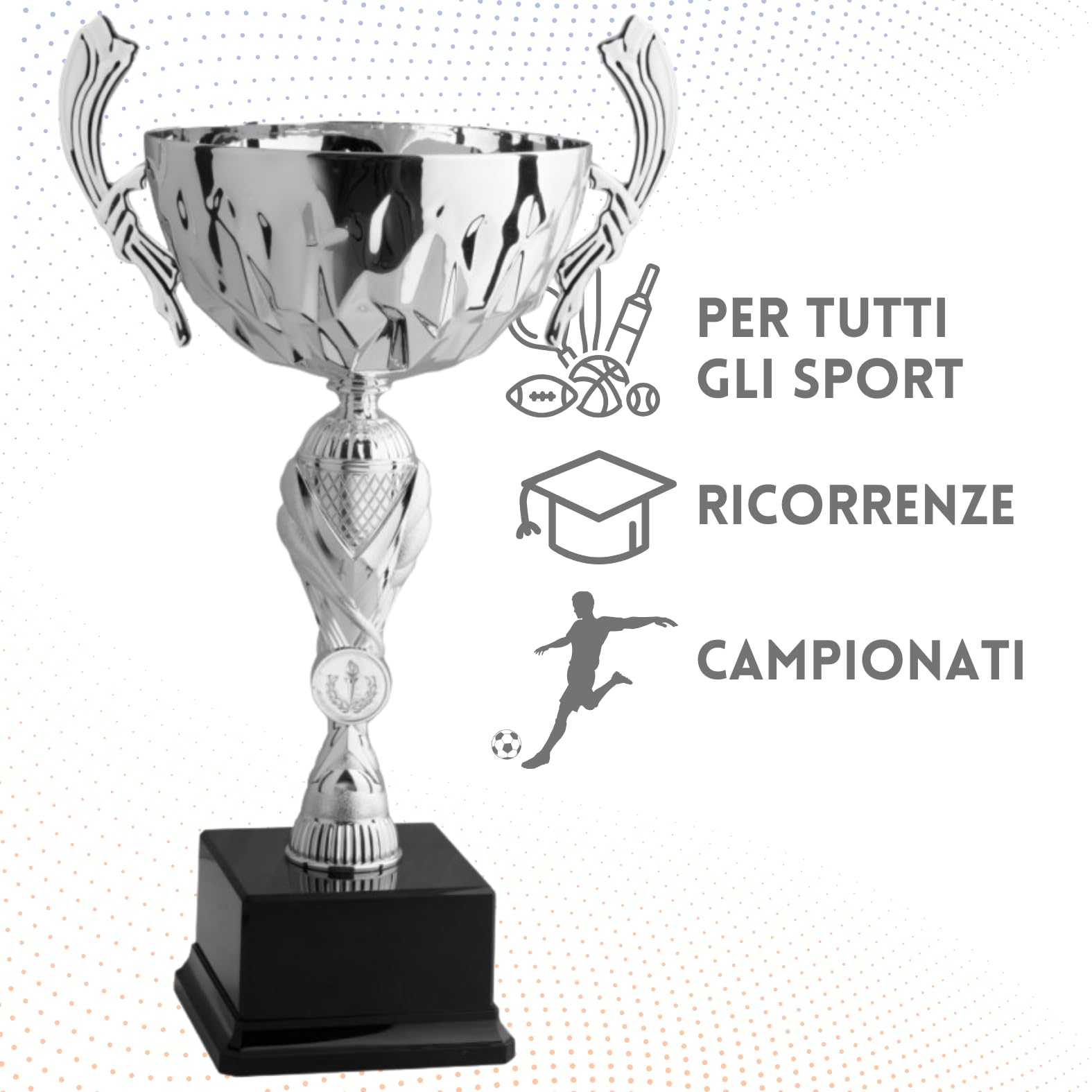 Coppa Trofeo Personalizzabile Grande in Metallo Varie Misure Calcio, Fantacalcio, Tennis, Padel, Basket Premiazioni Sportive ed Eventi con Targhetta Personalizzata cod 8.591