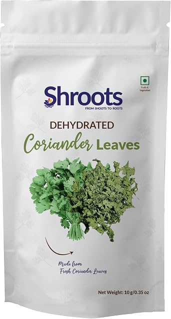SHROOTS Dried Coriander Leaves Cilantro 10g 0.35 oz   Dehydrated Cilantro Flakes, Air Dried Herb, No Added Salt, Vegan, Gluten Free, Ideal for Curry, Soup, Rice, Chutney, Seasoning & Garnish