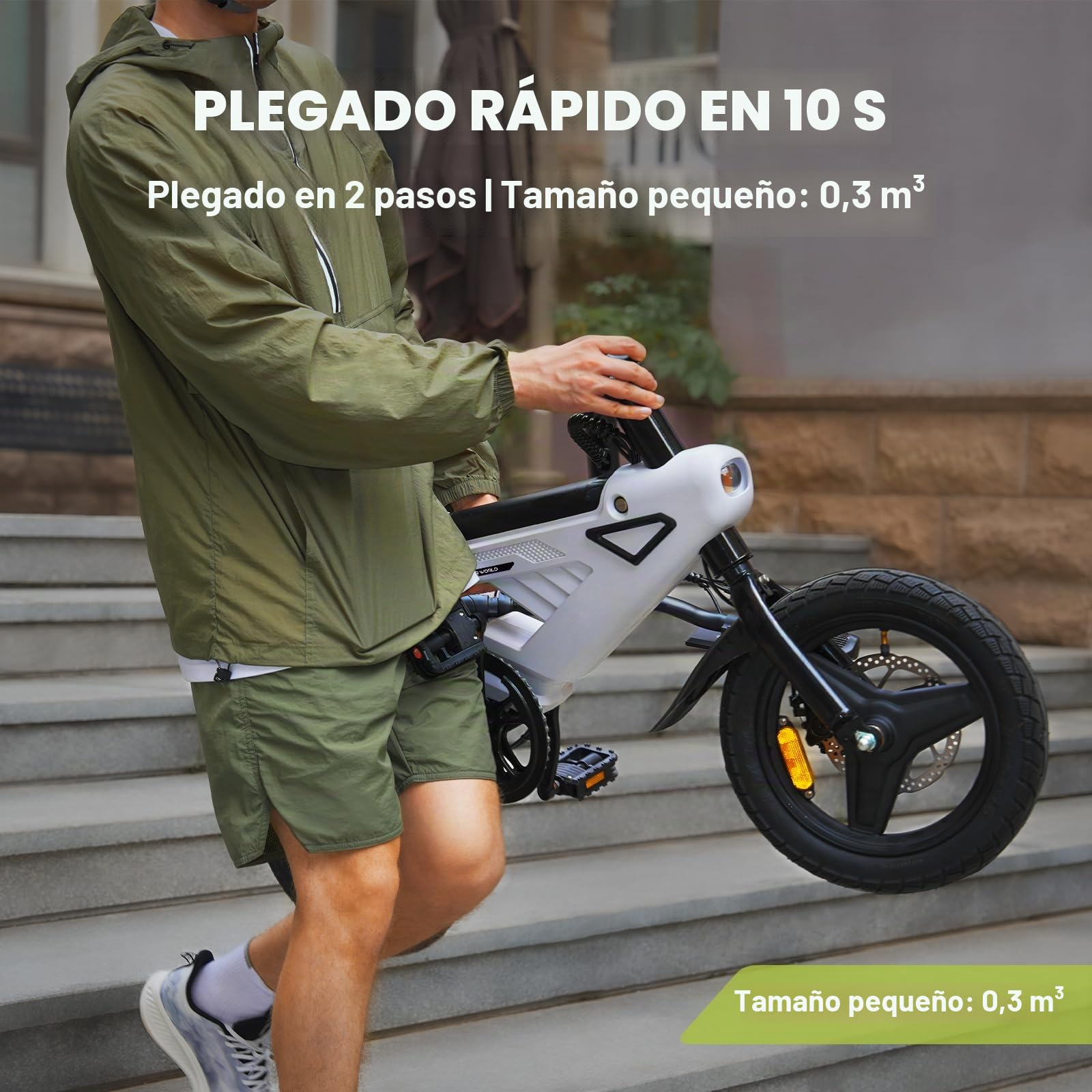 AVDL Bicicleta electrica plegable, 14" x 2.13" Ebike con Extraíble Bateria 36V 6.4Ah, velocidad maxima de 25 km/h, 3+2 velocidades, freno de disco y reflectores, Bici Eléctrica para Viajeros Urbanos