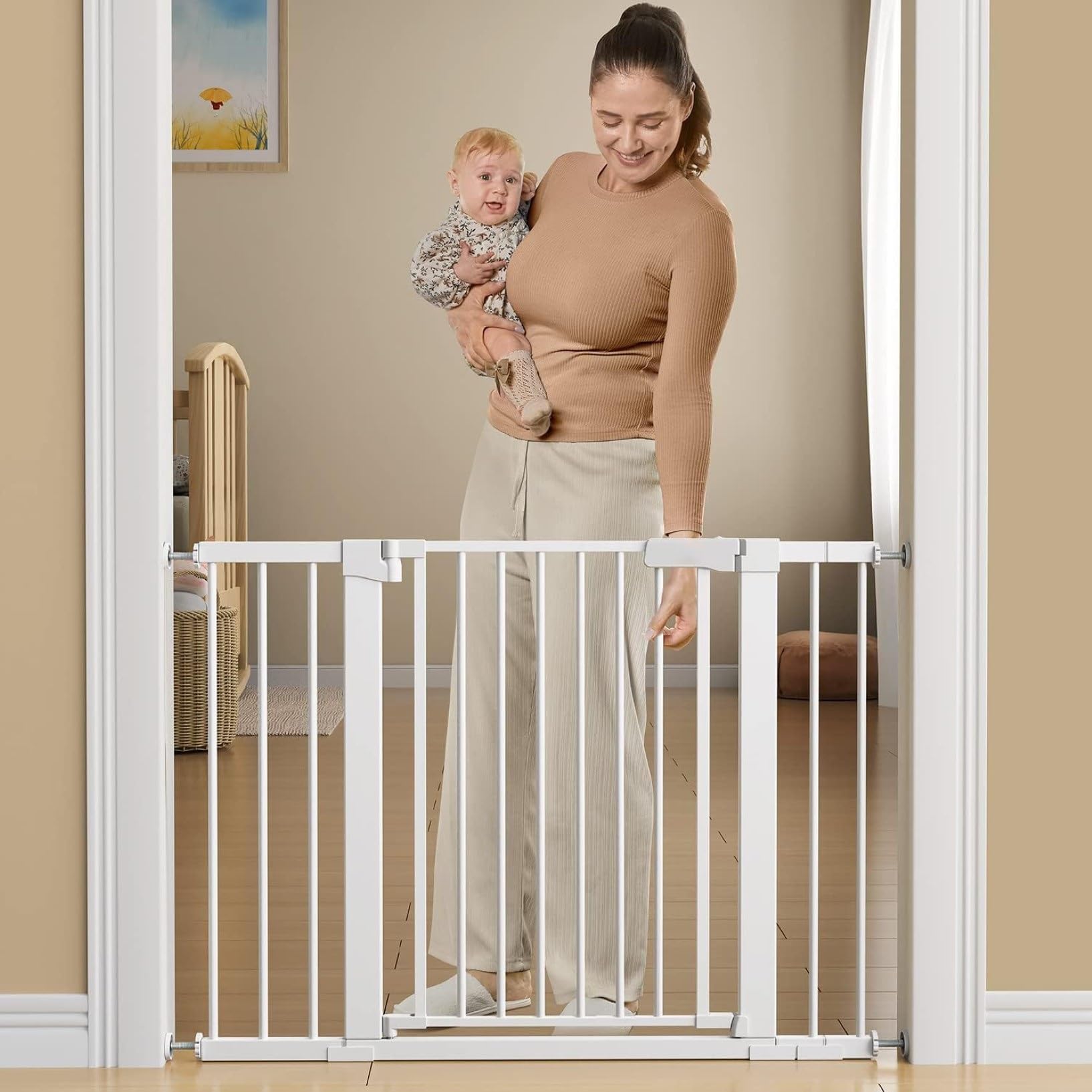 Barrière sécurité verrouillable pour bébé escalier avec extension de taille