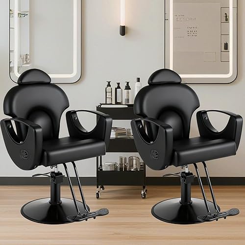 Vista 9 de Silla reclinable para estilista, silla de peluquería multifunción con bomba hidráulica giratoria de 360°, para champú de belleza, spa, tatuaje, Gris