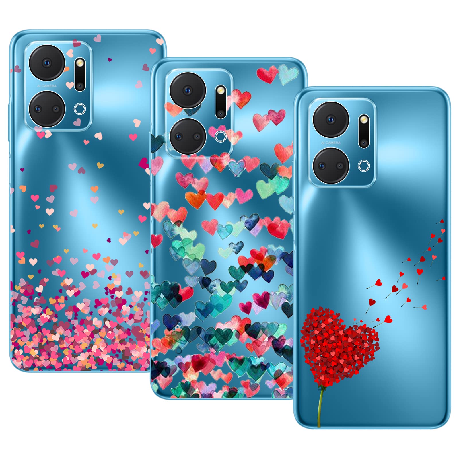 Custodia Honor 70 SEAHAI Cover Per Honor X7a, Custodia Ultra Sottile In Silicone TPU, Retro In Vetro Temperato A Elegante Motivo Dipinto Antiurto AntiGraffio Case Cover Honor