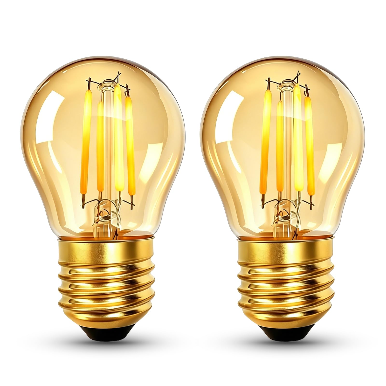 Wieyily E27 LED Vintage Edison Light Bulb, 2W ES Edison Screw LED Filament Bulb 20W Equivalent, G45 Golf Ball Bulbs Amber Glass Warm White 2200K, 220V-240V, Non-Dimmable, 2 Pack