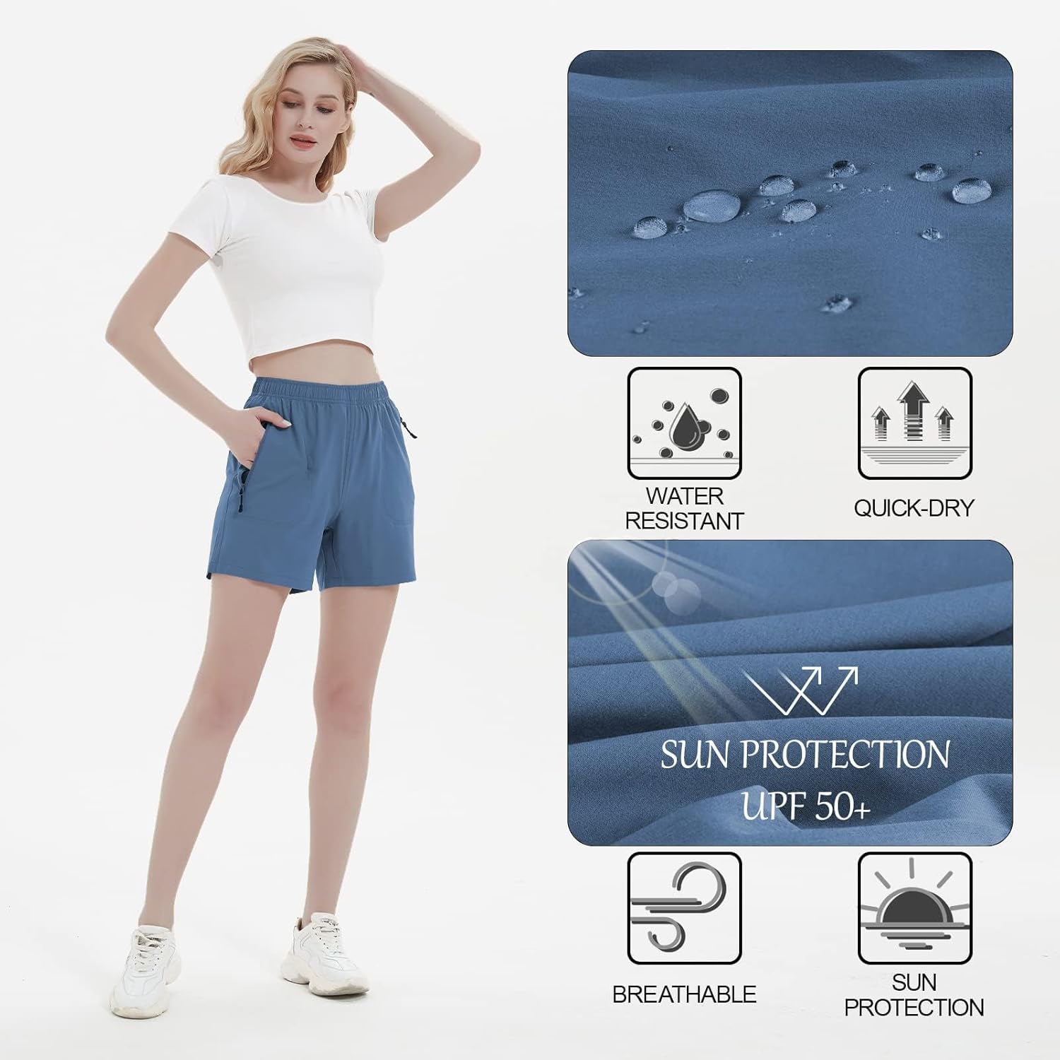 Women's 5" 7" Hiking Cargo Shorts Quick Dry Lightweight Athletic Outdoor Shorts for Workout with Zipper Pockets - Image 6