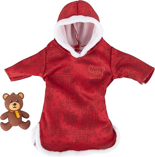 Snoop Dogg Paquete de expansión de pijama, bata roja con oso de peluche para Snoop en el escalón, divertido, Papá Noel secreto