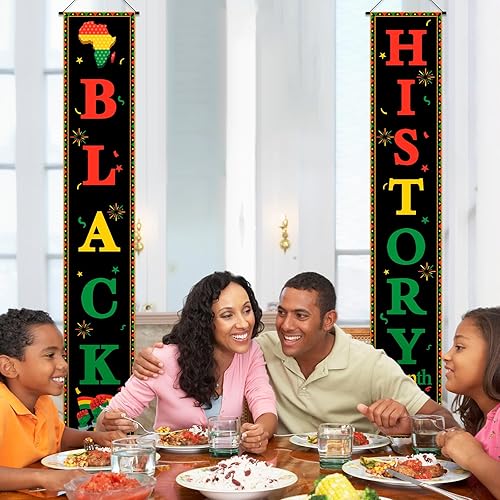 Miniatura 4 de Pancartas negras de 71 x 12 pulgadas para puerta, decoración temática panafricana para porche, patio, mes festivo del patrimonio cultural al aire
