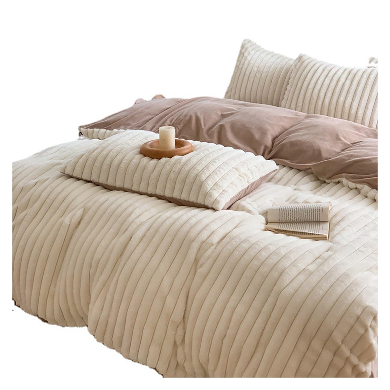 Set di biancheria da letto Morbido pile Lenzuolo con angoli in pile di latte Set di quattro pezzi Pile di corallo invernale Copripiumino in pile polare Letto in flanella(Pink,1.5 1.8 200x230cm)