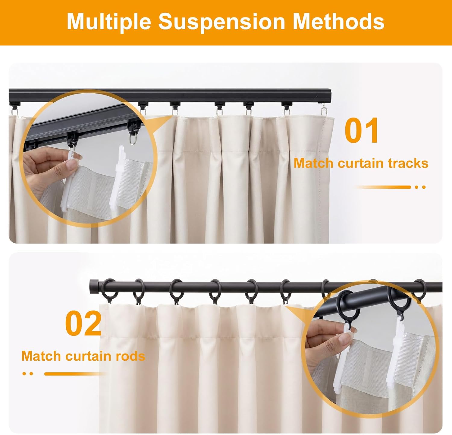 hoeflife Room Divider Curtains Blackout Floor to Ceiling Curtain with Hook Sliding Door Curtains Ceiling Mount Extra Wide Curtain Wall Divider for Room Separation (Beige, W180 x H84 Inch)