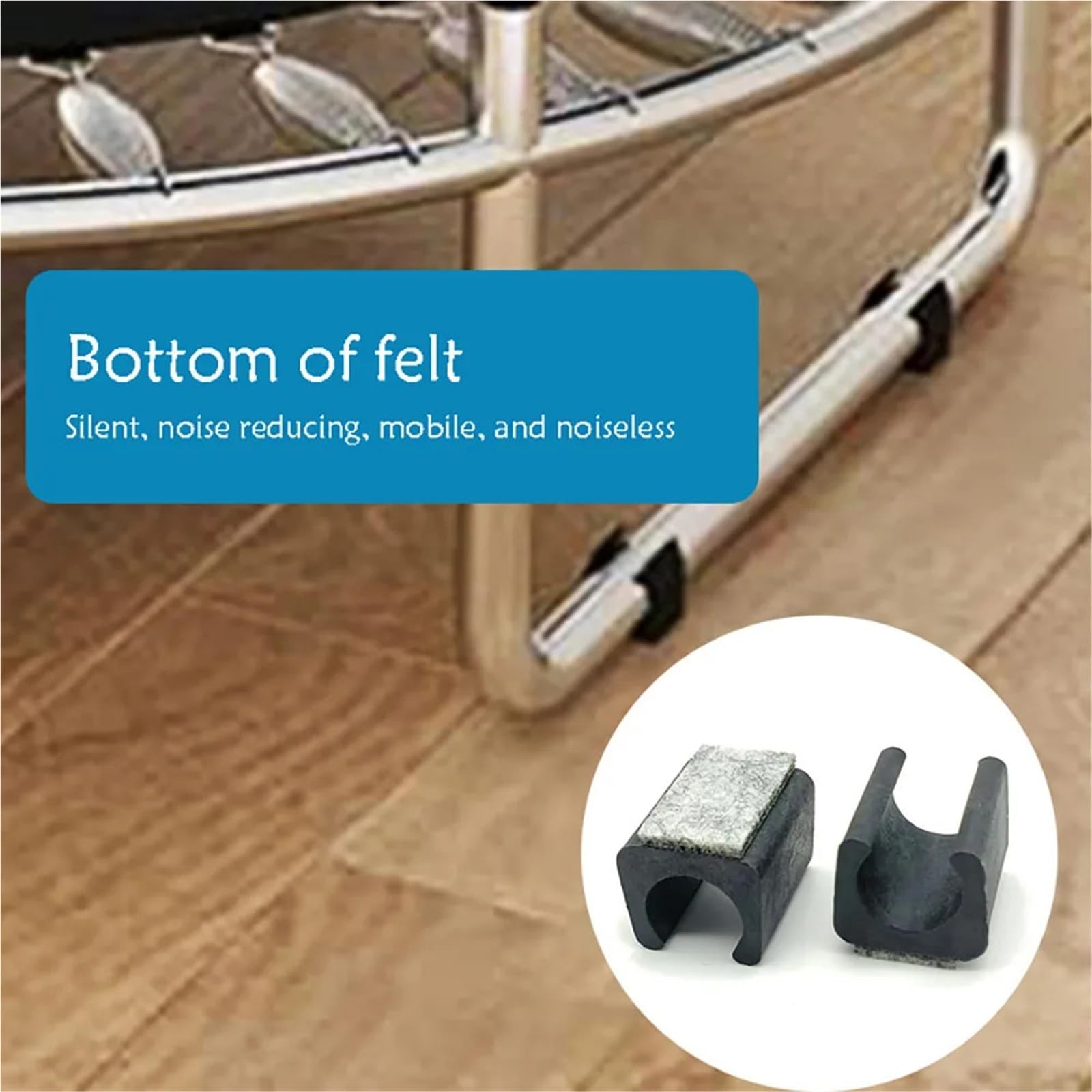 Fieltro Adhesivo Almohadillas for pies de Muebles Fundas for Patas sillas | Tapas de abrazaderas de tubo de protección de piso en forma de U antideslizantes de plástico de fieltro(25mm-Black,24 Pcs)