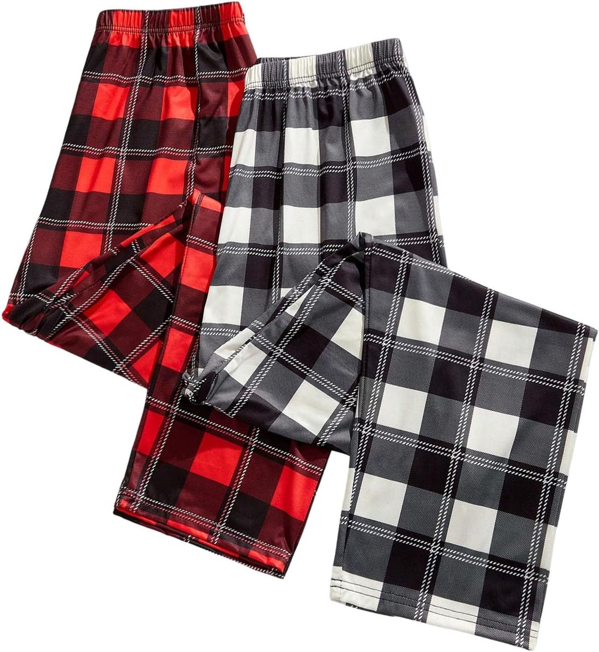 SOLY HUX Men's Plaid Pajama Pants 2 Packs Elastic Waist Sleep Bottoms Loungewear