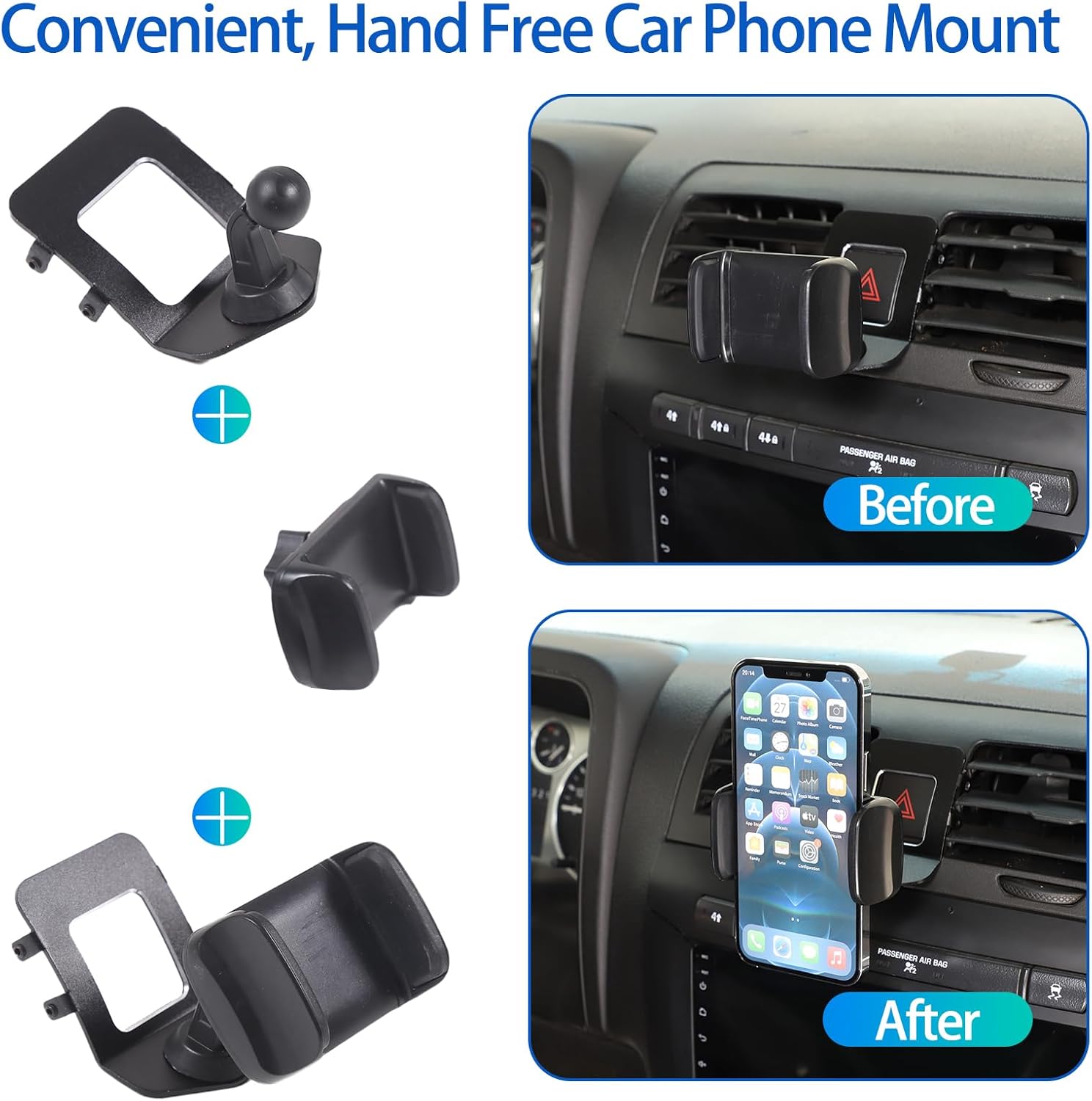 Car Phone Mount Compatible with Hummer H3 2005-2009, Center Console Air Outlet Cell Phone Holder, Handsfree Air Vent Phone Stand (Clamping Arms Holder-Style D)