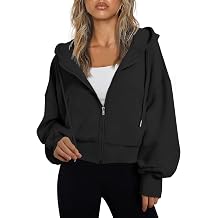 Jhsnjnr Womens Zip Up Hoodie Drawstring Long Sleeve Sweatshirt with Pockets Lightweight Hooded Cropped Jackets