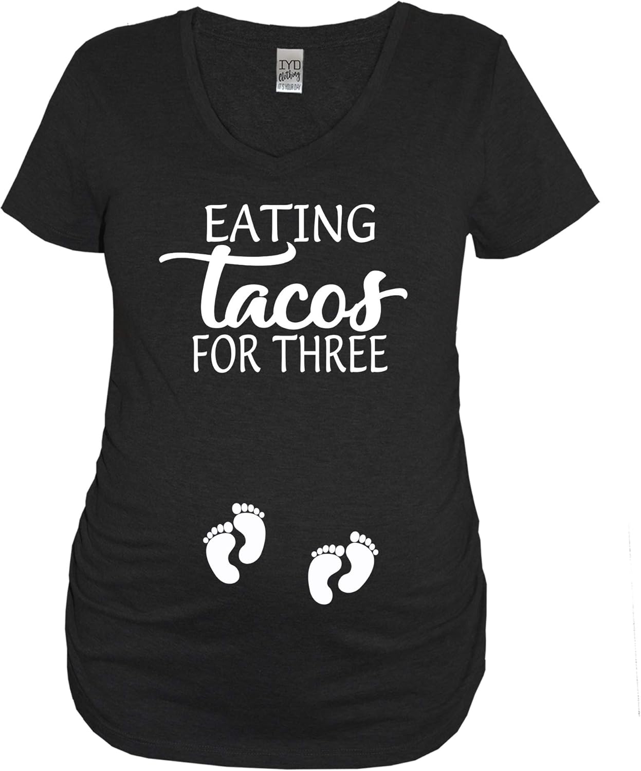 It's Your Day Clothing Eating Tacos for Three Women's Maternity Shirt Twins Pregnancy Announcement Tee