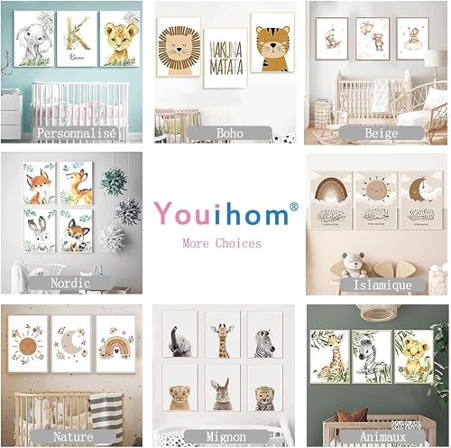 Miniatura 4 de 6 Poster Animales Niños Laminas Bebe Elefante Jirafa Cebra León Conejo Tigre Bosque Cuadro Habitacion Infantil Regalo A4 Sin Marco