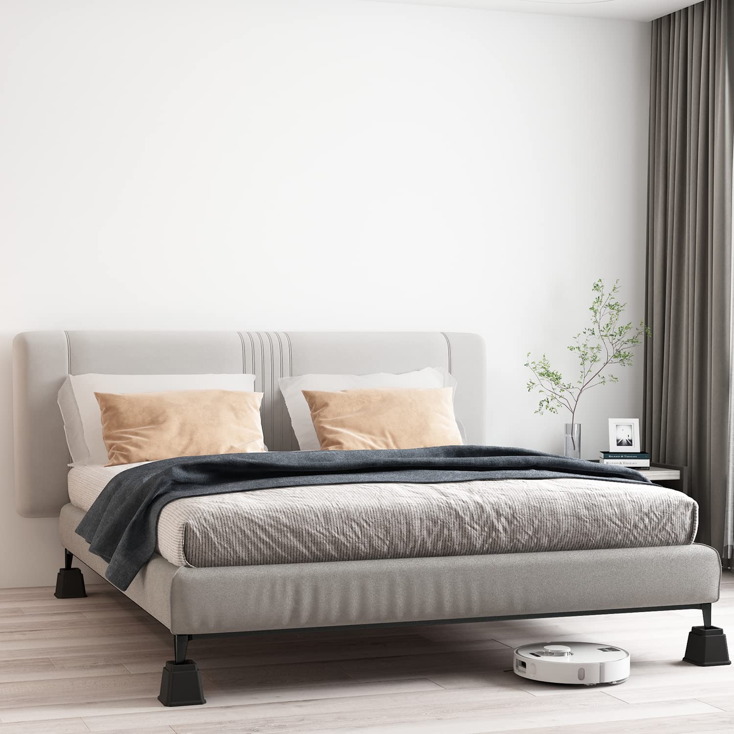 Elevadores de cama de 5 pulgadas resistentes, elevadores de muebles para marco de cama, sofá, escritorio, silla, levanta hasta 1.5 libras, juego de 8, negro