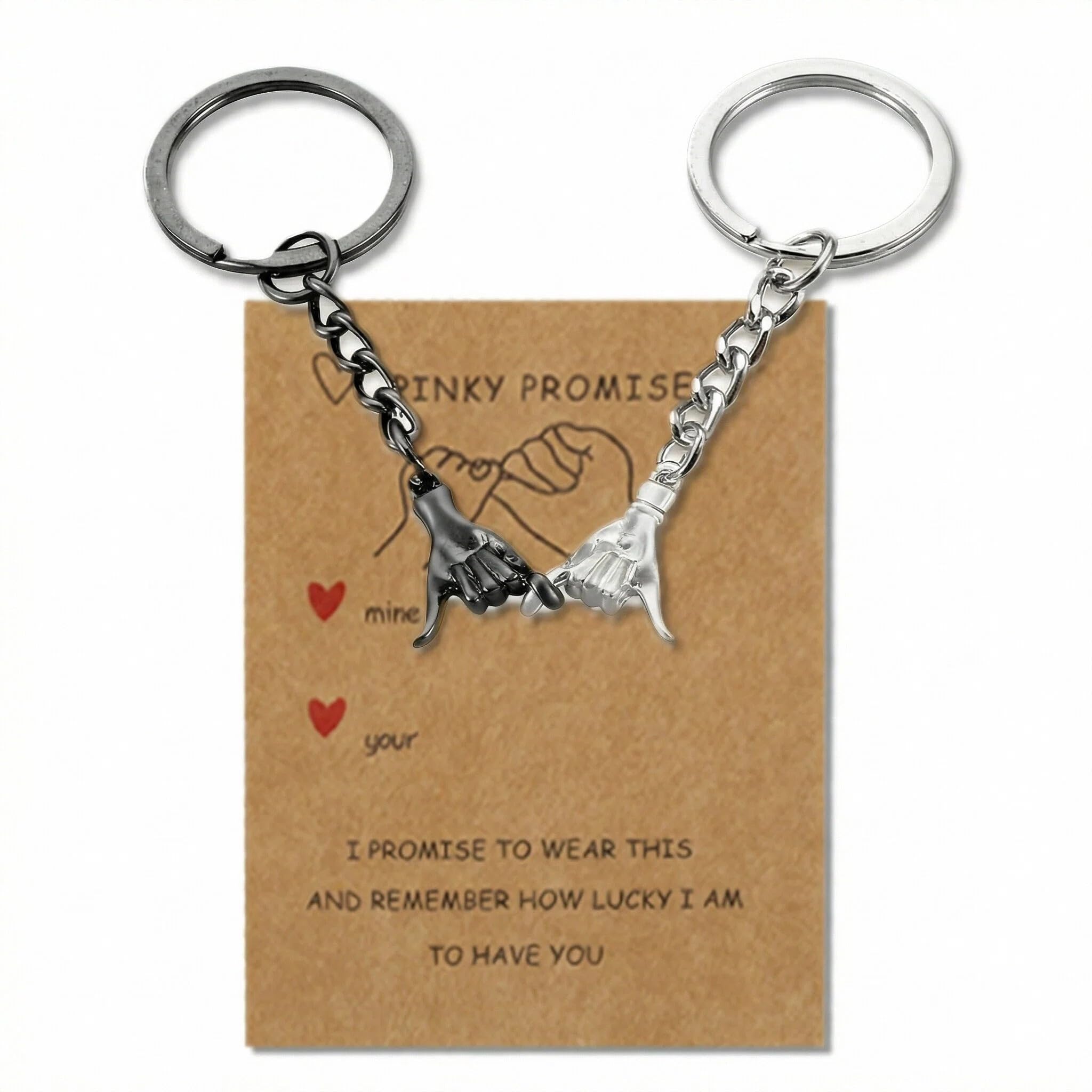 Qiansse Unisex Multicolor 2Pcs Matching Keyrings For Couple, Romantic Matching Couple Gifts Anniversary Valentine's Birthday Gifts For Him Her Cute Couples Keyring
