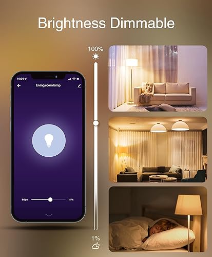 Miniatura 7 de Beantech - Bombilla inteligente, bombillas WiFi, bombillas inteligentes funcionan con Alexa y Google Assistant, bombilla A19 RGB Alexa, bombilla