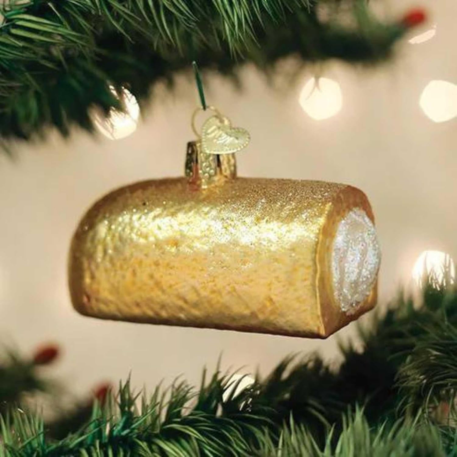 Old World Christmas Hostess Twinkie Glass Blown Ornament for Christmas Tree, Handcrafted Holiday Decoration, Snack Collection
