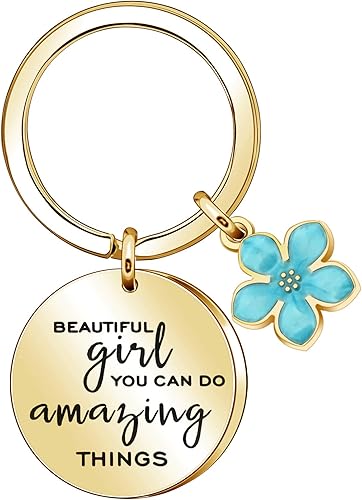 Llavero con texto en inglés "Beautiful Girl You Can Do Amazing Things"